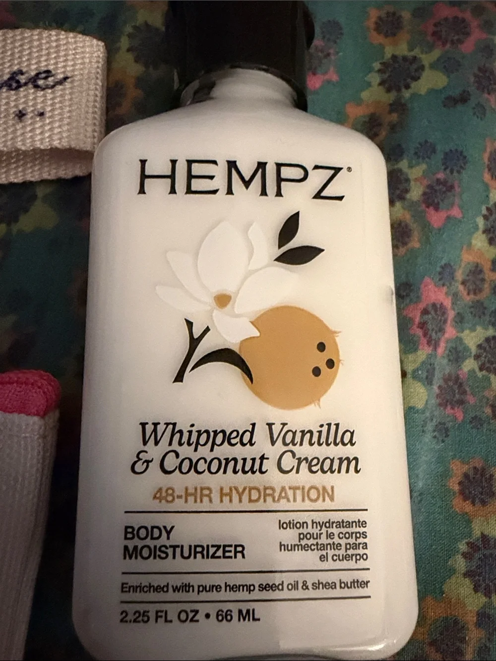 Hempz lotion & Natural Canvas Moth Wristlet Pouch with wristlet strap!